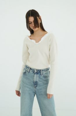 トップス CLANE 2way frill v neck knit tops CLANE(クラネ)の2WAY FRILL V NECK KNIT TOPS通販 | 集英社HAPPY