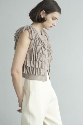 【CLANE】W FACE FRINGE KNIT VEST サイズ1 CLANE(クラネ)のW FACE FRINGE KNIT VEST通販 | 集英社HAPPY