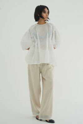 CLANE(クラネ)のSHEER PLAID VOLUME SLEEVE TOPS通販