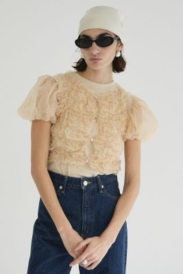 クラネ CLANE TULLE VEST LAYERED TOPS （BLACK