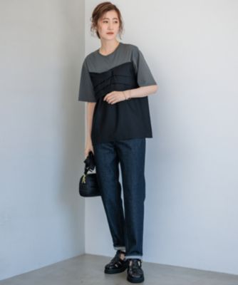 23区　WEB限定カラー洗えるスムースデザイン コンビ カットソー 23区 L(ニジュウサンク エル)の【WEB限定カラーあり/洗える
