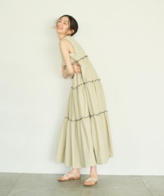 【未使用】 #Newans ハッシュニュアンス ティアード ワンピース ベージュ Newans(ハッシュニュアンス)の〈水野佐彩さんコラボ〉ボリューム