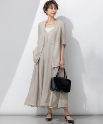 23区新品未使用接触冷感性/洗えるフィブリルツイル ハーフスリーブ ジャケット 23区 L(ニジュウサンク エル)の【接触冷感性/洗える】フィブリル