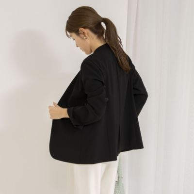 NOLLEY’S ウォッシャブル ソフトダブルクロスVネックジャケット ネイビー セットアップ対応》ウォッシャブルダブルクロスVネック