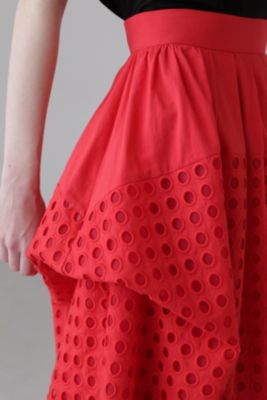 ADORE アドーア オーバルエンブロイダリースカート 刺繍 レッド S ADORE(アドーア)の◇アイレットエンブロイダリースカート通販