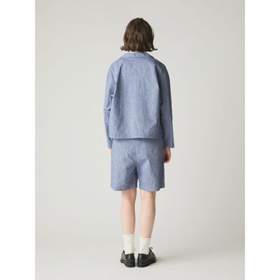 MidiUmi ミディウミ　シャツジャケット　シャンブレー　コットン　ショート丈 MidiUmi(ミディウミ)のシャンブレーシャツジャケット通販