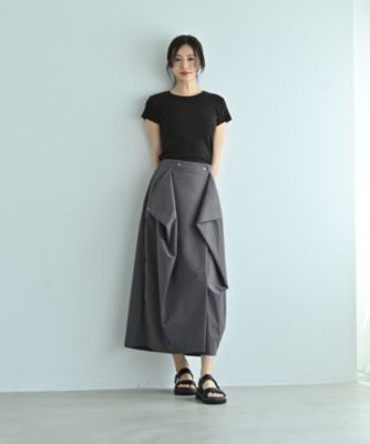STYLE DELI(スタイルデリ)の【BLK001】アシンメトリータックスカート