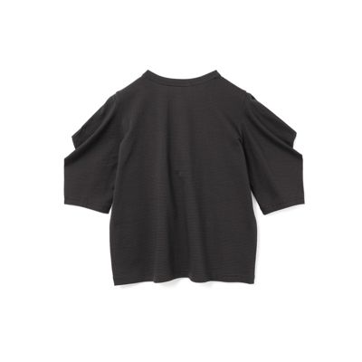 mizuiro ind / ミズイロインド mizuiro ind ボーダードレープスリーブTシャツ mizuiro ind(ミズイロインド)のボーダードレープスリーブTシャツ