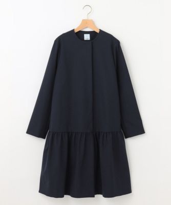 組曲 S 【NAVY】ダブルクロスストレッチ ノーカラーコート