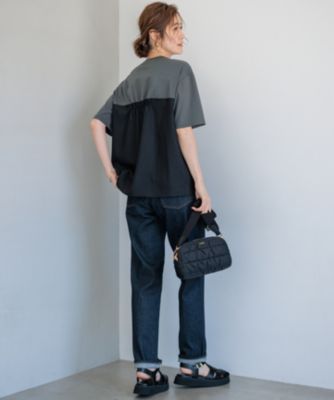 ぜび★美品　23区　46　スムースデザイン コンビ カットソー　洗える 23区｜【WEB限定カラーあり/洗える】スムースデザイン コンビ