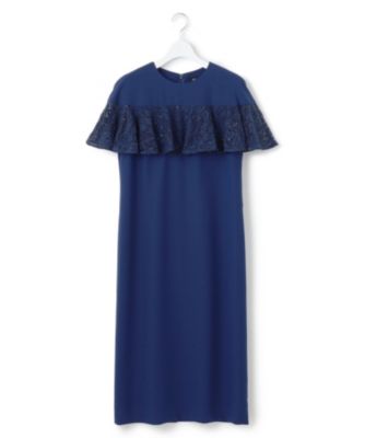 【美品】スパンコールレース フリルコンビドレス 23区 23区(ニジュウサンク)の【APPLAUDIR】スパンコールレース フリル