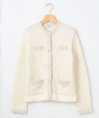 タグ付き新品✩︎⡱クミキョク❤︎ツイードニット ジャケット ネイビー WEB限定】スノーネップツイード ニットジャケット / 組曲