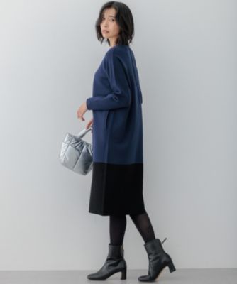 23区【洗える】ミラノリブ バイカラーニットワンピース 23区(ニジュウサンク)の【WEB&一部店舗限定カラーあり/洗える