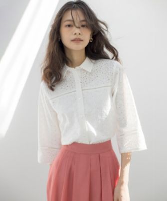 組曲 L(クミキョク エル)のエンブロイダリーレース襟付 ブラウス通販