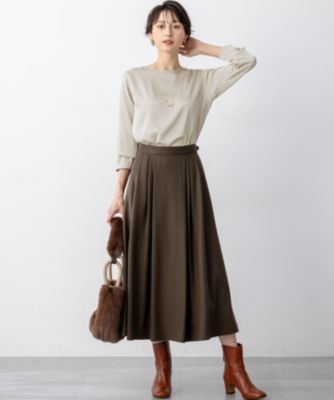 23区 洗える ウールミルドジャジー タックスカート 40 美品 洗える】ウールミルドジャージー タック スカート