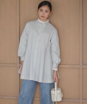 今期物　組曲【前後着用可】コンパクトシャーティング チュニックブラウス 組曲(クミキョク)の【前後着用可】コンパクトシャーティング