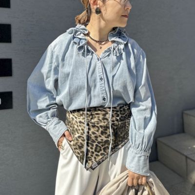 Rie Miller(リエミラー)の【RM denim】フリルギャザーデニムブラウス