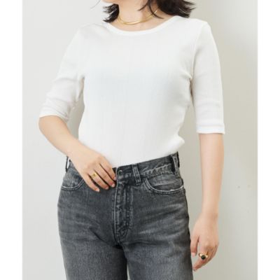 新品 ウィムガゼット 万能 コットンテレコカットソー　Fオフホワイト Whim Gazette(ウィム ガゼット)｜コットンテレコクルーネックプル