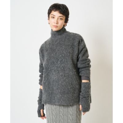 PLEATS PLEASE アームウォーマー付き アームウォーマー付きモックネックリブニットトップス[fo1783