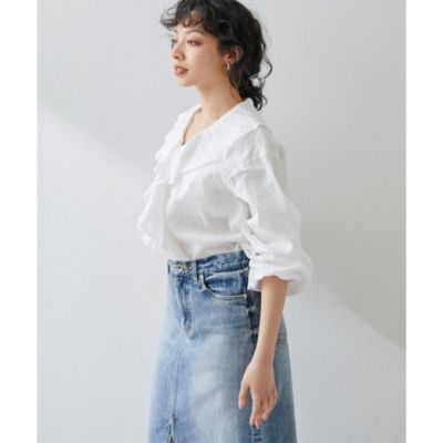 Whim Gazette 【THE PAUSE】リネンフリルブラウス美品 Whim Gazette(ウィム ガゼット)の【THE PAUSE】リネンフリル