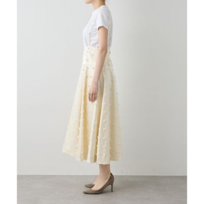 ジャガードフレアスカート　whim gazette ホワイト　ロングスカート Whim Gazette｜ジャージーIラインロングスカート | Rakuten Fashion