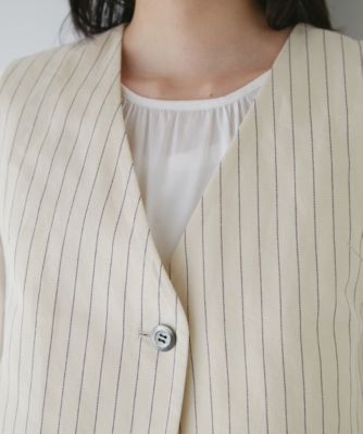 human woman(ヒューマン ウーマン)の◇綿麻ストライプジレ通販