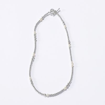 PHILIPPE AUDIBERT・Eunice necklace brass silver plated，glass cream pearl・¥26,400