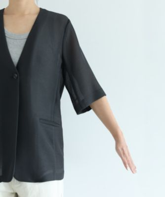 STYLE DELI(スタイルデリ)の【selection】5分袖メッシュノーカラー