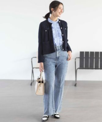 希少極美品✨️伊太利屋 ファー ニットジャケット アンゴラ混 ビジュー M相当 アンゴラ混／ヘアリーな質感／ヒップ丈／日本製】大人の上品