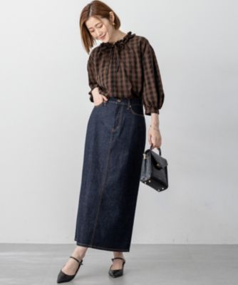 美品☆23区デニムスカート40 RED CARD TOKYO×23区】デニム Iライン スカート （デニム