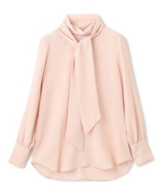美品BEIGE,　24ss　洗える　STOW ボウタイブラウス　ピンク　L BEIGE，(ベイジ)の【WEB限定・洗える】STOW / ボウタイブラウス