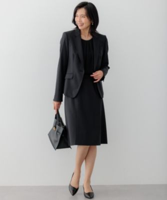 ラフィーネウール 一つ釦 ジャケット＆スカート　ネイビー　46 ラフィーネウール 一つ釦 ジャケット＆スカート ネイビー 46