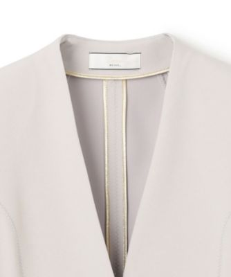 【美品】BEIGE ベイジ　ノーカラージャケット　LUIZA ホワイト　サイズ6 BEIGE，(ベイジ)の【洗える・L-size】LUIZA / ノーカラー