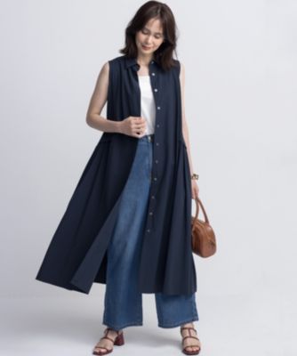 極美品✨組曲 24SS サッカーストレッチワンピース　クミキョク　ロング ピンク WEB限定】サッカーストレッチ バンドカラーワンピース / 組曲
