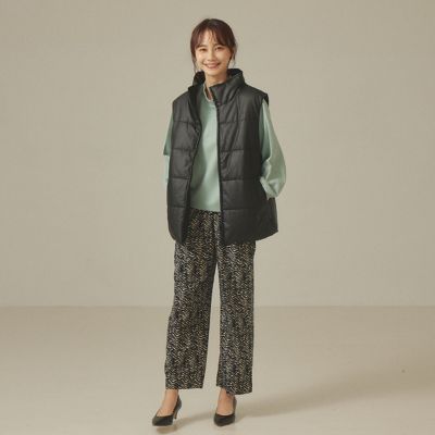 abahouse mavie 【リバーシブル】フェイクレザー×ナイロン中綿ベスト