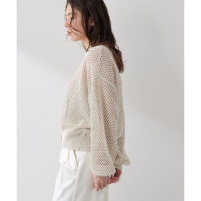 美品◯ウィムガゼット　半袖メッシュプルオーバー ベージュ Whim Gazette(ウィム ガゼット)の【WEB限定カラーあり】カラミ