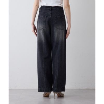 Whim Gazette(ウィム ガゼット)のセンタープレスブラックデニムパンツ