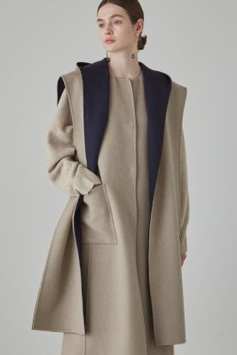 ADORE 2TONEリバーフードコート カシミヤ混　グリーン　ミント　トープ ADORE 2TONEリバーフードコート カシミヤ混 グリーン ミント トープ