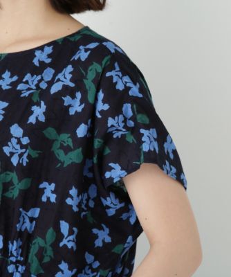 ヒューマンウーマン（human woman）/◆インドドビーリーフプリントフレンチドルマンスリーブワンピース human woman(ヒューマン ウーマン)の◇インドドビーリーフプリント