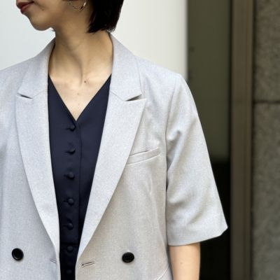M7days(エムセブンデイズ)のリネン調ハーフスリーブジャケット