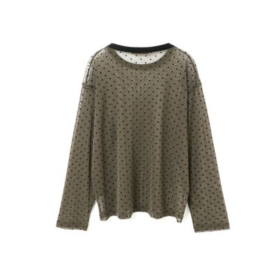 mizuiro ind(ミズイロインド)のメッシュドットクルーネックプル