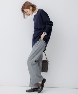美品23区 【洗える】ウールミドルゲージ Vネック チュニック ニット　23AW 23区 ニット セーター 「洗える」ウールミドルゲージ Vネック