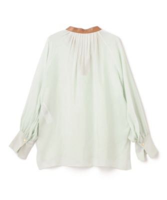 BEIGE PAULINE / レザーコンビブラウス BEIGE，(ベイジ)の【STORY 7月号掲載】 PAULINE / レザーコンビ