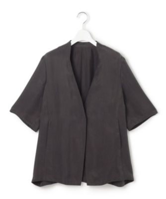23区新品未使用接触冷感性/洗えるフィブリルツイル ハーフスリーブ ジャケット 23区 L(ニジュウサンク エル)の【接触冷感性/洗える】フィブリル