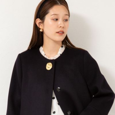 新品 ノーリーズコート NOLLEY'S(ノーリーズ)のブローチ付きAラインノーカラーコート
