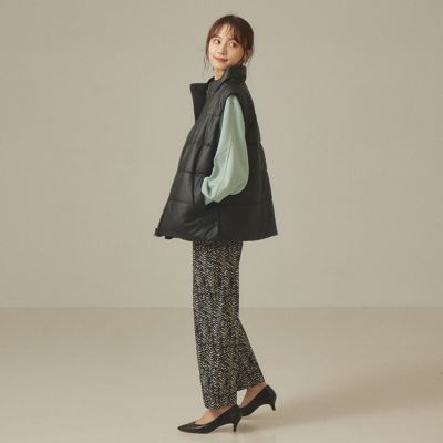 abahouse mavie 【リバーシブル】フェイクレザー×ナイロン中綿ベスト