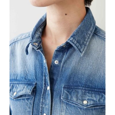 Whim Gazette デニム　シャツ　ロング　ワンピース　長袖　フリーサイズ Whim Gazette(ウィム ガゼット)の《WEB限定》DENIMロングシャツ