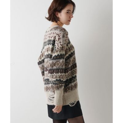 Whim Gazette(ウィム ガゼット)のダメージフェアアイルニットプル