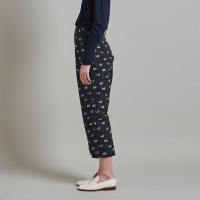 LOEFF <LOEFF>ルリビタキ ジャカード テーパード クロップドパンツ