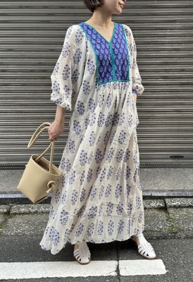 ne Quittez pas(ヌキテパ)のCOTTON VOILE ETHNIC COMBINATION PRINT GATHER DRESS通販 |  集英社HAPPY PLUS STORE